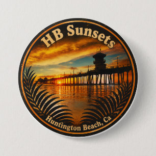 Botón de la puesta de sol del muelle de Huntington