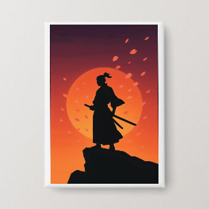 Botón de la puesta de sol del samurái Minimalista