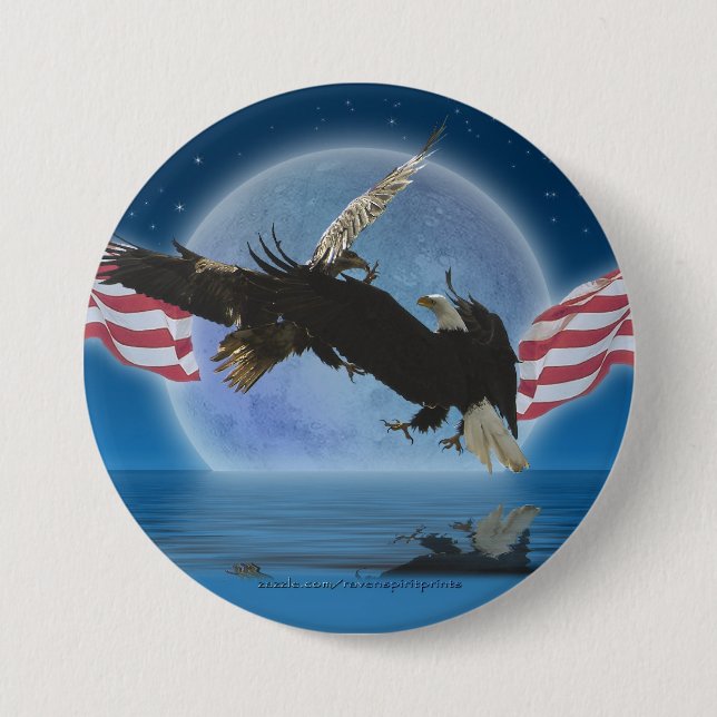 Botón de la serie patriótica BALD EAGLE y US FLAG (Anverso)