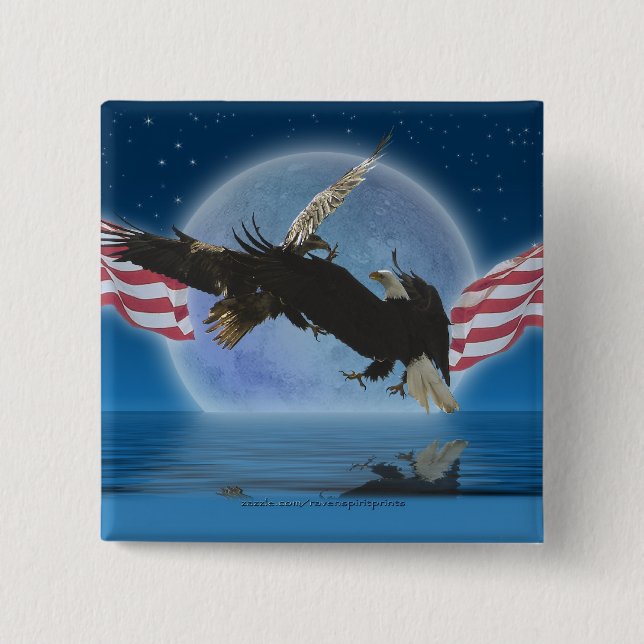 Botón de la serie patriótica BALD EAGLE y US FLAG (Anverso)