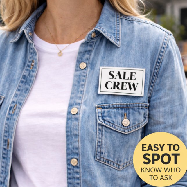 Botón de la tripulación de venta de garage | Insig (Make your garage sale run smoother with an easy way to identify helpers. )