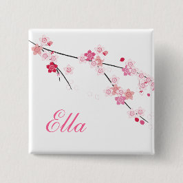 Botón de las flores de cerezo de Sakura con nombre