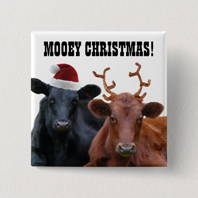 Botón de las vacas del navidad de Mooey de la (Anverso)