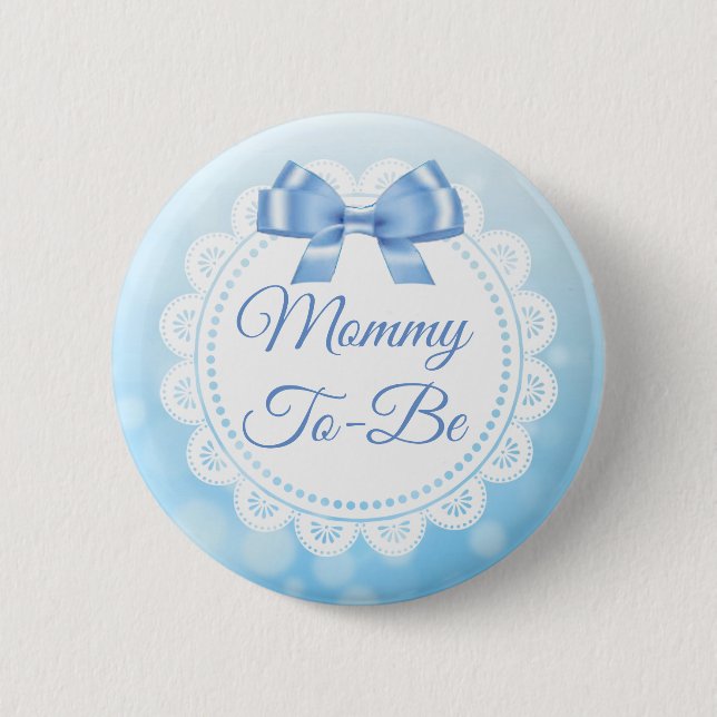 Botón De Lazo Azul De Mamá Para Ser Baby Shower (Anverso)