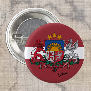 Botón de Letonia, moda de bandera letona patriótic