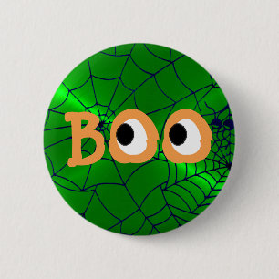 botón de los globos oculares de Halloween verde y 