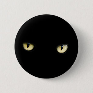 Botón de los ojos de gato negro de Halloween
