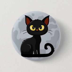 Botón de luna de gato negro gruñón