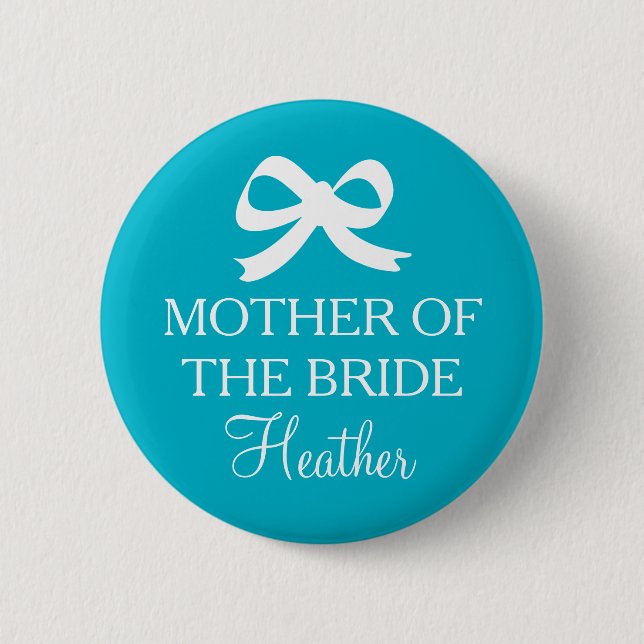 Botón de madre de la novia turquesa para boda (Anverso)