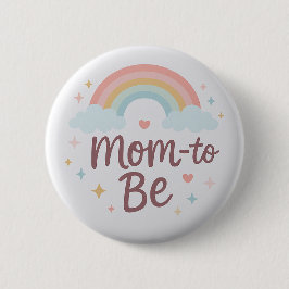 Botón de Mamá a Punto de Arcoíris Pastel Adorable
