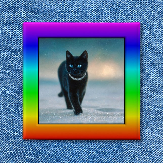 Botón de marco de foto arcoiris colorido (Colorful Rainbow Photo Frame Button)