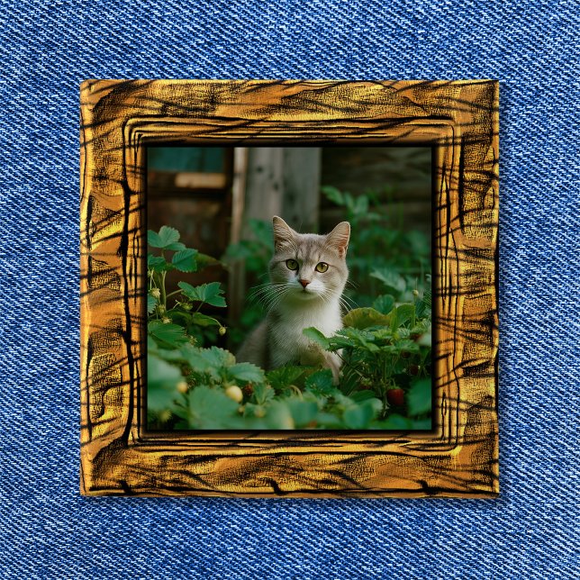 Botón de marco de foto de rayas de tigre (Tiger Stripes Photo Frame Button)