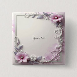 Botón de Marco Floral Rosa
