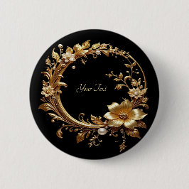 Botón de marco ornamentado floral dorado