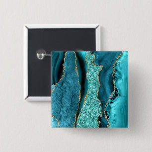 Botón de Mármol Turquesa Azul Teal con Brillo Dora