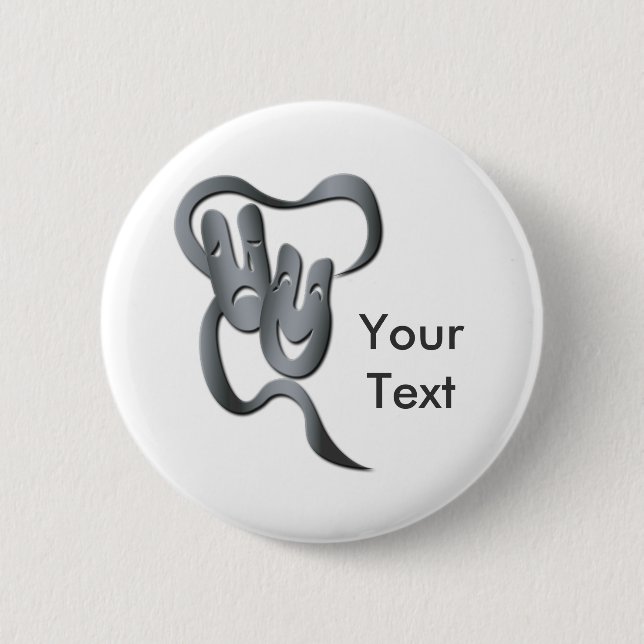 botón de máscara de teatro gris de tragedia de com (Anverso)