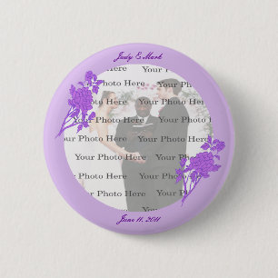 botón de matrimonio personalizado de flor morada