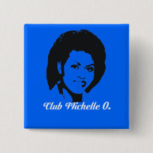 Botón de Michelle O del club, azul cerúleo