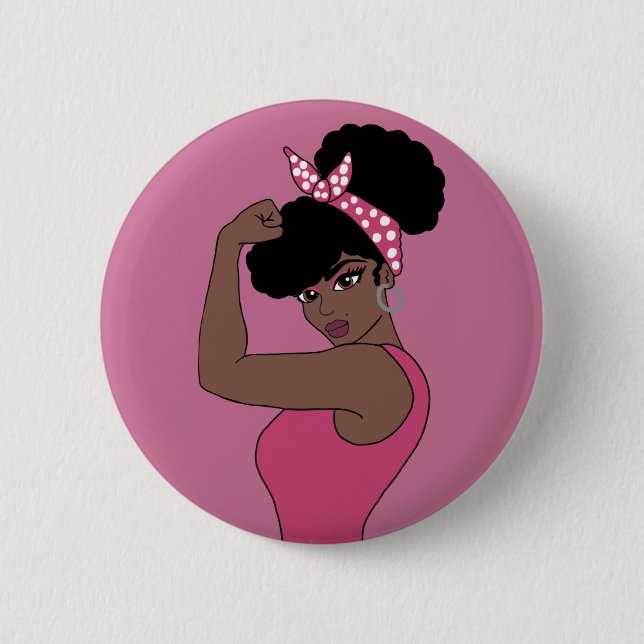 Botón de mujer negra fuerte (Anverso)