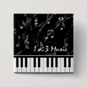 Botón de música de piano negro y blanco