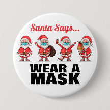 Botón de Navidad de Papá Noel con Máscara