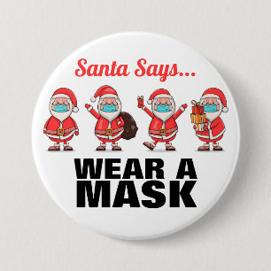 Botón de Navidad de Papá Noel con Máscara