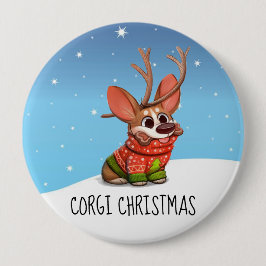 Botón de Navidad de perro Corgi