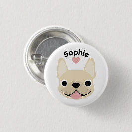Botón de nombre de Bulldog Francés personalizado