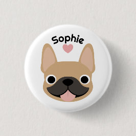Botón de nombre de Bulldog Francés personalizado