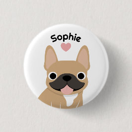 Botón de nombre de Bulldog Francés personalizado