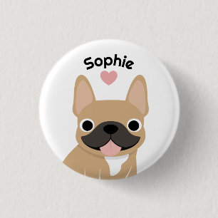 Botón de nombre de Bulldog Francés personalizado