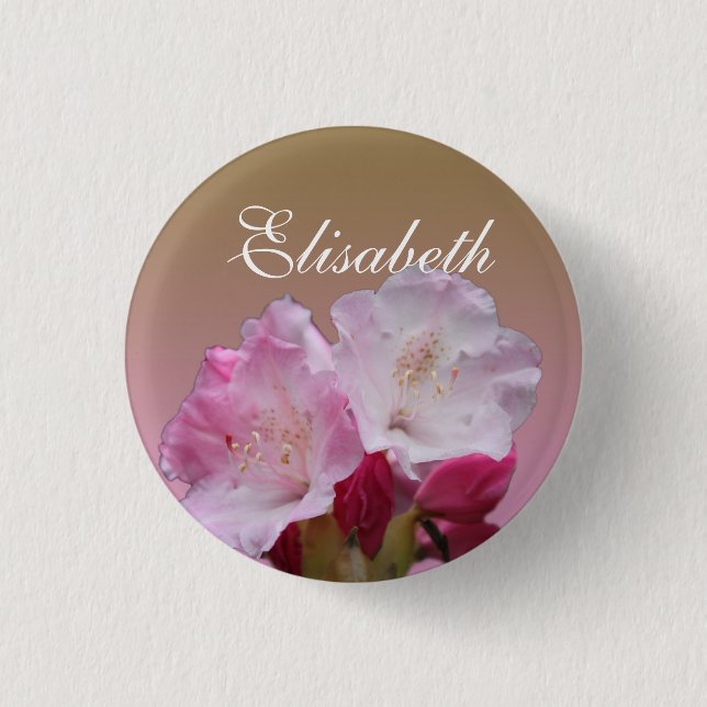 botón de nombre de flores de rododendro rosa (Anverso)