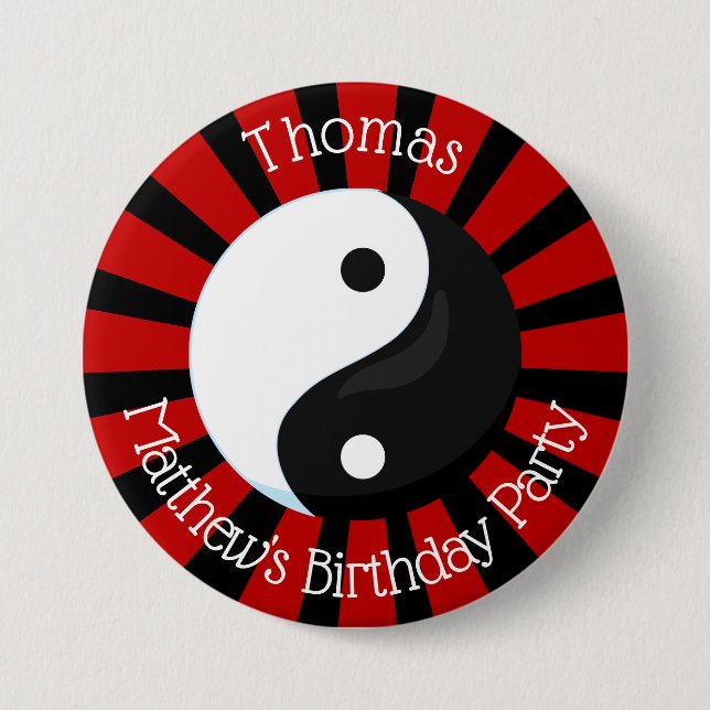 Botón de nombre de karate para cumpleaños o evento (Anverso)