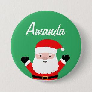 Botón de nombre de personalizado Santa para fiest