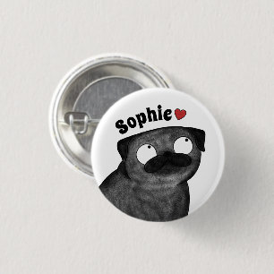 Botón de nombre de Pug personalizado, nombre perso