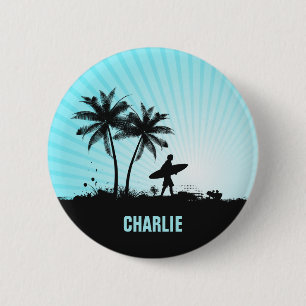 botón de nombre personalizado de Beach Surfer