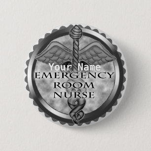 botón de nombre personalizado Gray ER Nurse