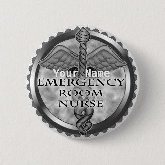 botón de nombre personalizado Gray ER Nurse