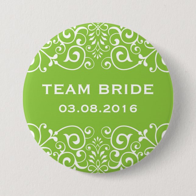 Botón de novia del equipo de borde floral verde vi (Anverso)