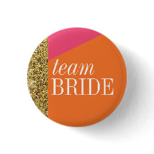 Botón de novia del equipo, Pin, purpurina de oro,