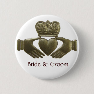 Botón de novia y del novio de Claddagh del oro