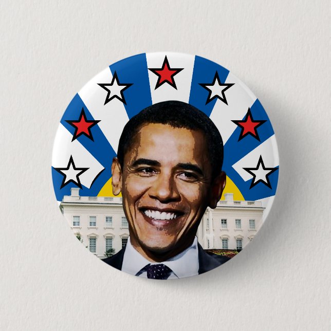 Botón de Obama Estrellas y Barras Amanecer (Anverso)
