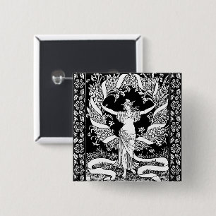 botón de onda floral vintage