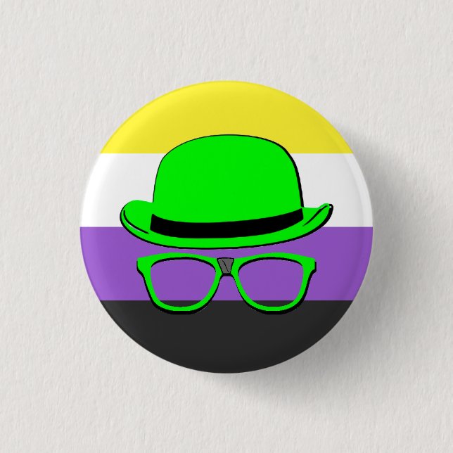Botón de Orgullo Enby de Noche de Friki (Anverso)