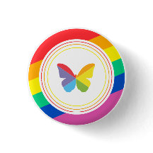 Botón de Orgullo LGBTQ+ Mariposa Arcoíris