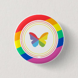Botón de Orgullo LGBTQ+ Mariposa Arcoíris