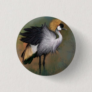 Botón de pájaro de grúa cruzada de gris - Pintura
