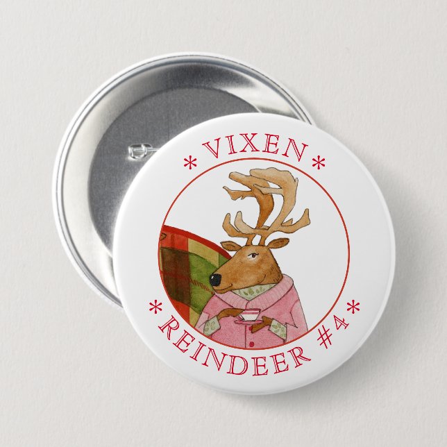 botón de pasador redondo del REINDEDOR DEL VIXEN (Anverso y reverso)