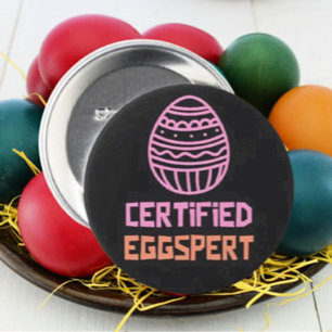Botón de Pascua de Experto en Huevos Certificado