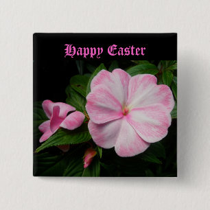 botón de pascua feliz para los impatios rosados